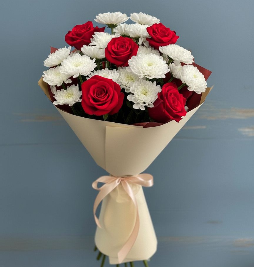 Букет цветов из: Розы и Хризантемы в Спартак