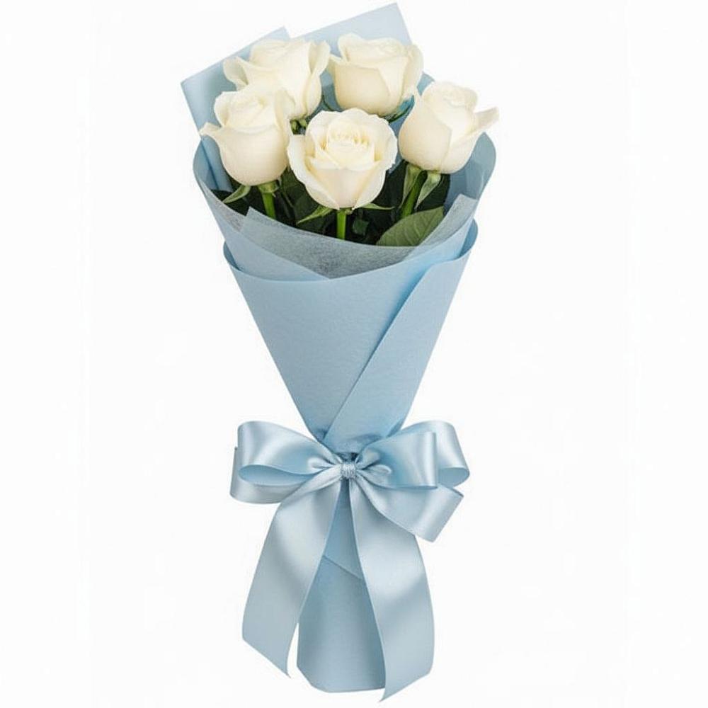 Букет 5 Белых роз Проуд в Спартак
