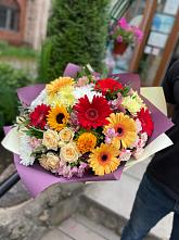 Букет цветов из:  Герберы, Ромашки, Хризантемы, Розы и Подсолнухи #REPLACE_PRED# Спартак