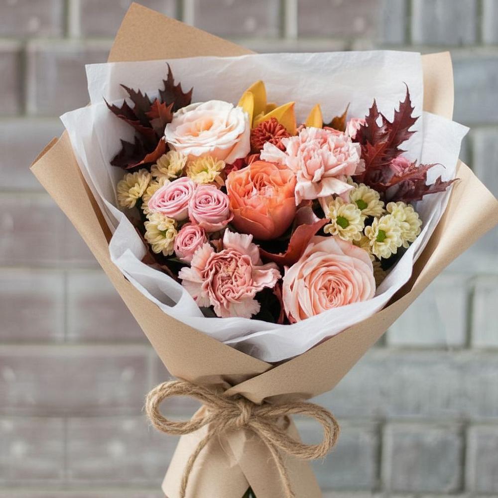 Букет цветов из: Гвоздики, Хризантемы и Розы в Спартак