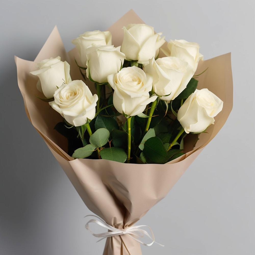 Букет 9 Белых роз Эдлесс Лав в Спартак