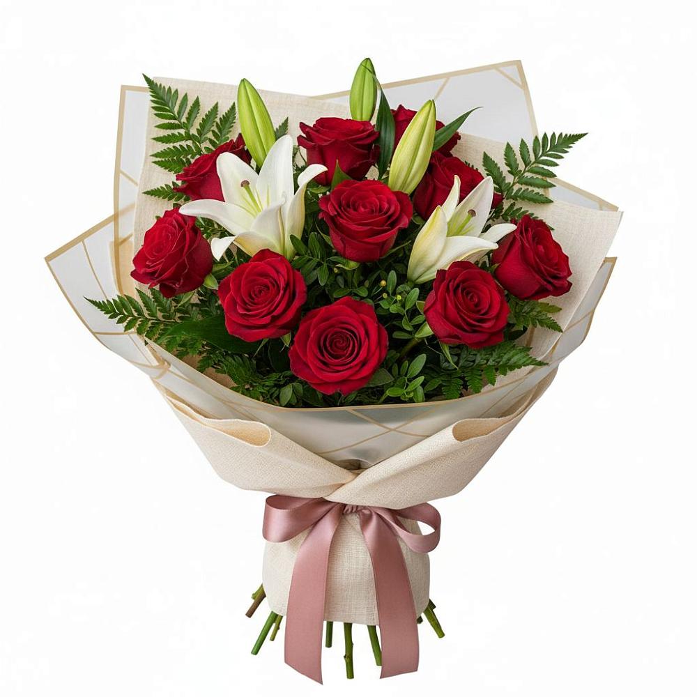 Букет цветов из: Лилии и Розы в Спартак