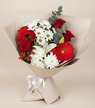 Букет цветов из:  Розы, Хризантемы, Герберы и Лилии в Спартак