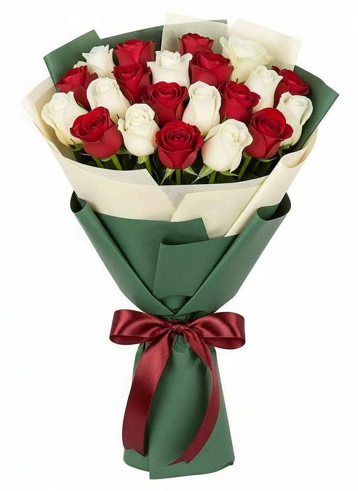 Букет Микс из красных и белых роз в Спартак
