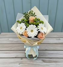 Букет цветов из:  Герберы, Розы и Хризантемы в Спартак