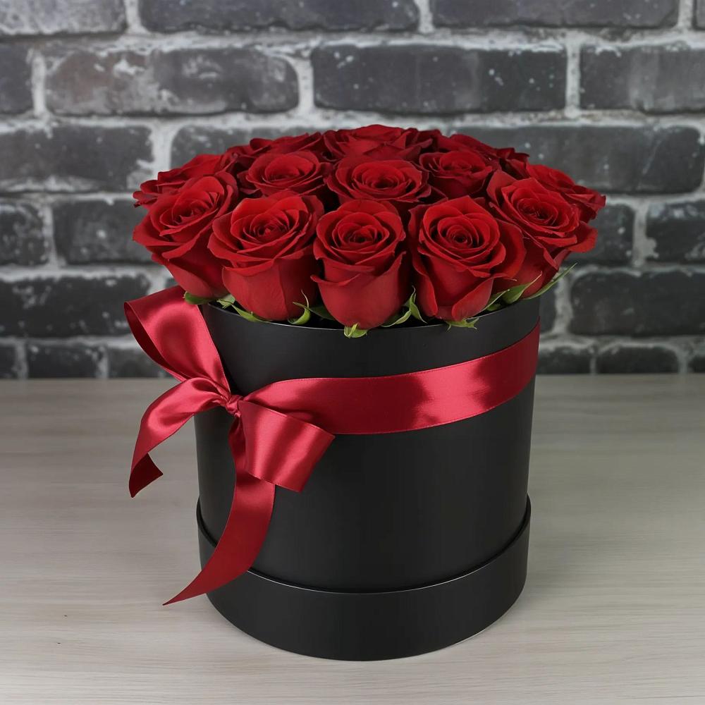 Цветочная композиция из Розы в шляпной коробке в Спартак